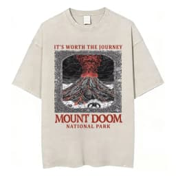 Funny LOTR Mordor Mount Doom National Park Vintage Washed T Shirts Men Women Fashion Japanese Style Oversized T-shirt Streetwear