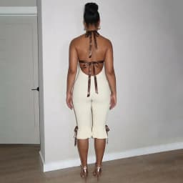 Summer Lace Up Halter Bow Y2K Jumpsuit Women Sexy V Neck Backless Bandage Skinny Party Club Rompers Beach Holiday Overall Outfit
