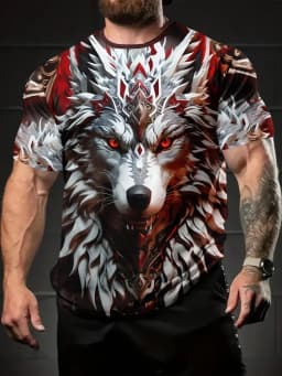 Summer Daily Casual Men's Short-sleeved Top New Outdoor Sports Men's Loose T-shirt Urban Street 3D Lion Print Men's T-shirt