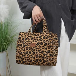 New Large-Capacity Lunch Bag, Thickened Fabric Lining with Aluminum Foil, Leopard Print, Handbag, Lunch Box Storage Bag