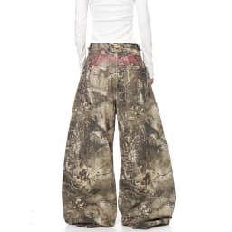 UNITIM Spring Men Straight Pants American Washed Camouflage Embroidered Letter Casual Pants Vintage Baggy Men Wide Leg Trousers
