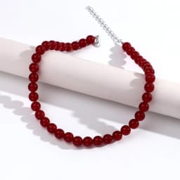 12mm Colorful Round Beads Collar Necklaces Fashion Acrylic Geometric Beaded Necklace Women Jewelry Gifts