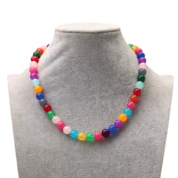 12mm Colorful Round Beads Collar Necklaces Fashion Acrylic Geometric Beaded Necklace Women Jewelry Gifts