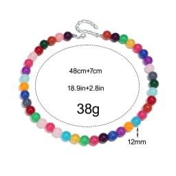 12mm Colorful Round Beads Collar Necklaces Fashion Acrylic Geometric Beaded Necklace Women Jewelry Gifts