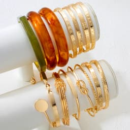 15Pcs Boho Chunky Resin Bangle Bracelet Set for Women Fashion Gold Color Acrylic Stackable Wristband Trendy Cuff Jewelry Gifts