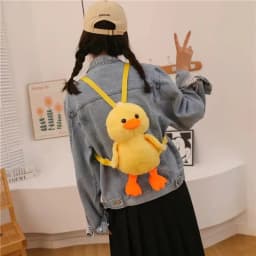 Kawaii 33cm Yellow Duck Plush Backpack Cute Cartoon Stuffed Animal Soft Schoolbag For Girls Childrens Day Gift Idea