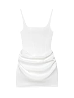 HH Elegant Party Mini Dress for Womens Corset Style Square Neck Ruched Bodycon Camisole Dress for Summer Holiday Sexy Clothing