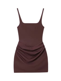 HH Elegant Party Mini Dress for Womens Corset Style Square Neck Ruched Bodycon Camisole Dress for Summer Holiday Sexy Clothing