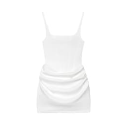 HH Elegant Party Mini Dress for Womens Corset Style Square Neck Ruched Bodycon Camisole Dress for Summer Holiday Sexy Clothing