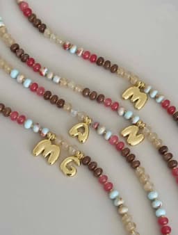 (Letter Customization)Bohemian style mix color stainless steel letter pendant necklace with personalized fashionable for party