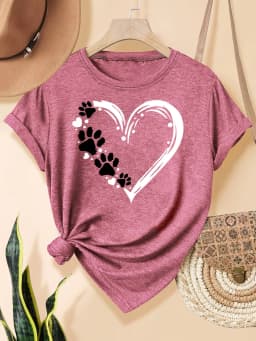 Crew Neck Short Sleeve Heart-shaped Love Graphic T Shirt Women's Outfits Casual Streetwear Lady Sportswear Loose Tees Top Shirts
