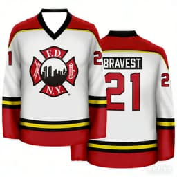 NYPD New York Police Department Ice Hockey Jersey, Finest 21 Number Print V-Neck Long Sleeve Sport Shirt Men's Casual Streetwear