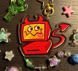 Edgar Electric Dreams 2.5 Inch Reversible Acrylic Charm Or Keychain Creative Unique Design Polyester Resin Fashion Jewelry