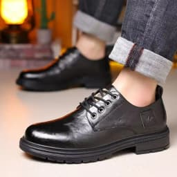 Men Artificial Leather Work Boots British Retro Style Big Head Soft Sole Low Cut Casual Shoes