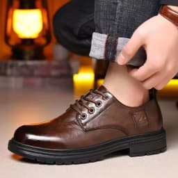 Men Artificial Leather Work Boots British Retro Style Big Head Soft Sole Low Cut Casual Shoes