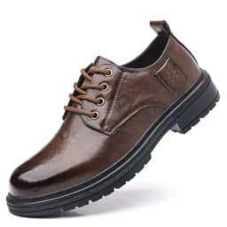 Men Artificial Leather Work Boots British Retro Style Big Head Soft Sole Low Cut Casual Shoes
