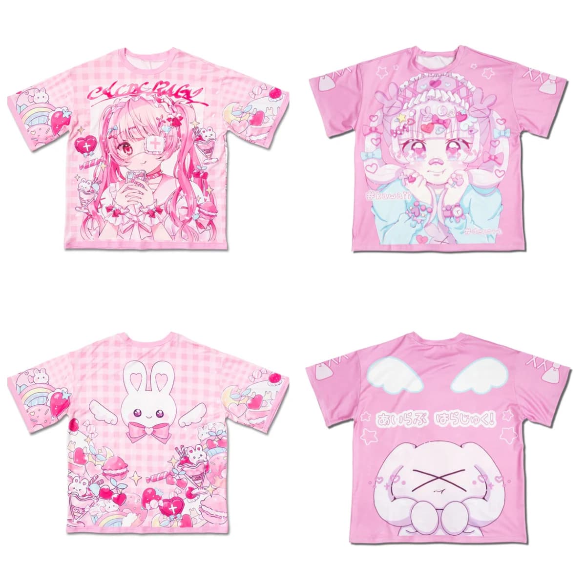 Dopamine Rainbow Gradient Girl Adult and Children T-Shirt Cartoon 3D All-Over Print Harajuku Y2K Short Sleeve