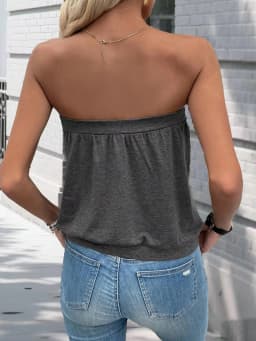2026 Summer New Western Style Solid Color Tube Top T-Shirt Elastic Waist Lantern Wrap Chest Casual Sleeveless Outer Wear