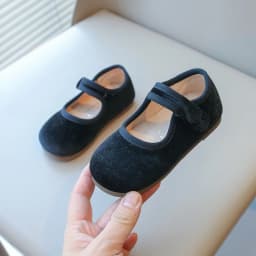 Girls Flat Shoes Spring Autumn Children School Princess Shoes Soft Cotton Fabric Kids Mary Jane Shoes For Girl Black, Red