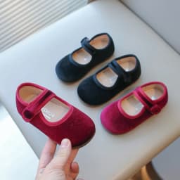 Girls Flat Shoes Spring Autumn Children School Princess Shoes Soft Cotton Fabric Kids Mary Jane Shoes For Girl Black, Red