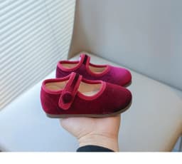 Girls Flat Shoes Spring Autumn Children School Princess Shoes Soft Cotton Fabric Kids Mary Jane Shoes For Girl Black, Red