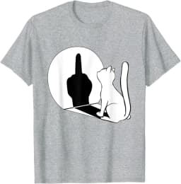 Middle Finger Cat Statement Cat Funny Gift T-Shirt Regular Short Sleeve Tops O-neck Women's Cotton T-shirt Summer Vintage Shirts