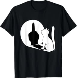 Middle Finger Cat Statement Cat Funny Gift T-Shirt Regular Short Sleeve Tops O-neck Women's Cotton T-shirt Summer Vintage Shirts
