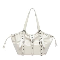 2026 New PU Hobo Tote for Women Y2K Gothic Rivet Adjustable Strap Shoulder Bag Large Capacity Drawstring Handbag for Daily Use