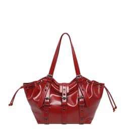 2026 New PU Hobo Tote for Women Y2K Gothic Rivet Adjustable Strap Shoulder Bag Large Capacity Drawstring Handbag for Daily Use