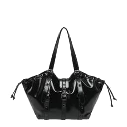2026 New PU Hobo Tote for Women Y2K Gothic Rivet Adjustable Strap Shoulder Bag Large Capacity Drawstring Handbag for Daily Use