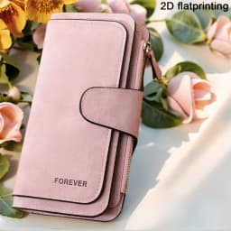 2D Cute Cat Heart-Shaped Women Long Zipper Wallet Buckle Handbags Coin Purse Soft PU Multi-Card Holder Large Capacity Bag