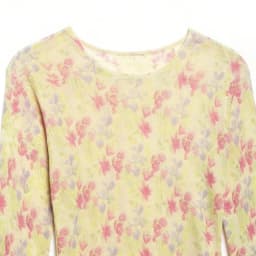 Women's Spring Y2K Retro Crew Neck Sheer Mesh Knit Floral Print Slim Long Sleeve Top, Streetwear, Ideal for Jeans and Daily