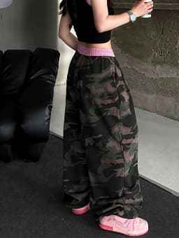 High Waist Camouflage 3D Printed Pants Fashionable Pink Waist Fast Drying Breathable Loose Casual Streetwear for Kids And Adults