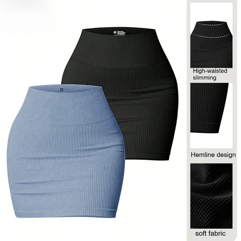 Women Seamless Solid Color Hip Wrap Skirt Tummy Control Anti Chafing Yoga Skirt Slim Fit Casual Butt Lift Fashion Mini Skirt