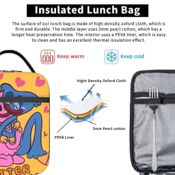 Horror Gamer-H-Huggyed Wuggyeds Lunch Bag For Child  Custom Travel Lunch Box Aesthetic Portable Insulated Oxford Cooler Bag