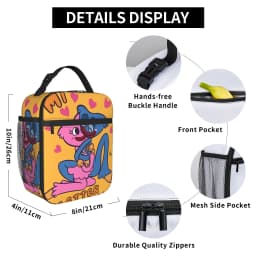 Horror Gamer-H-Huggyed Wuggyeds Lunch Bag For Child  Custom Travel Lunch Box Aesthetic Portable Insulated Oxford Cooler Bag