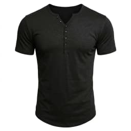 T Shirt Men Casual High Quality Summer Short Sleeve Henry Neck Mens T Shirts Fashion Basic T-Shirt Male
