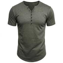 T Shirt Men Casual High Quality Summer Short Sleeve Henry Neck Mens T Shirts Fashion Basic T-Shirt Male