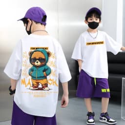 Nickelodeon Spring/Summer Children's Cotton Breathable Large-Toddler Casual Round-neck Short-Sleeved Shirt
