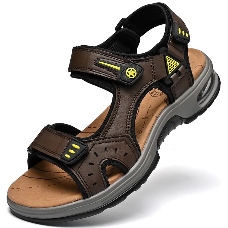 Outdoor Men's Sandals Non-slip Men's Casual Sneakers Genuine Leather Beach Sandals Plus Size Summer Men Breathable Wading Shoes