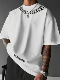 2026 Summer Men's T-shirt with Letter Print Breathable Lightweight Casual Sports Outdoor Men's T-shirt