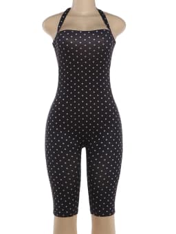 Nibber Backless Polka Dot Print Playsuit Woman Summer Trend Bandage Halter Skinny Peach Hip Hottie High Street Fashion Rompers