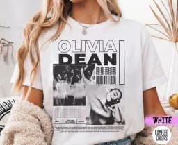 Retro Olivia Dean T-shirt Women's Fashion Printed Pattern T-shirt Summer Men's and Women's Loose and Breathable T-shirt Top
