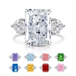 925 Sterling Silver Shiny Colored Ice Flower Cut Zircon Large Carat Ring for Ladies Gorgeous Elegance Fashion