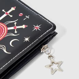 Creative Print Short Wallet, Palace Heart Gem Eye Star Sun Cross Sword Design, Multi-Function Zipper Card & Coin Purse for Daily