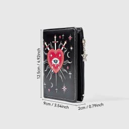 Creative Print Short Wallet, Palace Heart Gem Eye Star Sun Cross Sword Design, Multi-Function Zipper Card & Coin Purse for Daily