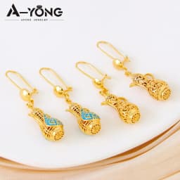 Dubai Fashion Inspired Drop Earrings 21k Gold Plated Enamel Teapot Dangles Earring Arabic Muslim Women Vintage Party Jewelry