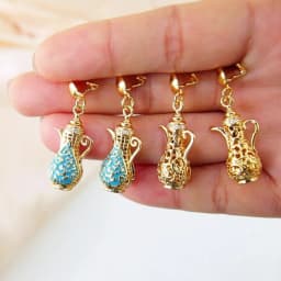Dubai Fashion Inspired Drop Earrings 21k Gold Plated Enamel Teapot Dangles Earring Arabic Muslim Women Vintage Party Jewelry