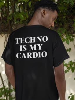 Men's Techno Is My Cardio Letter Graphic Print T Shirt Cotton Tee Women Oversize Summer Novelty Streetwear Casual Trendy O-Neck