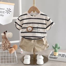 Summer Baby Boys Clothing Set Kids Short Sleeve Striped Shirt Shorts 2Pcs Suit For 1-5 Years Infant Kids Children Casual Outfit
